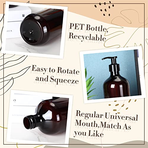 12 Pack Amber Pump Bottles 16.9 oz | Refillable Soap Dispenser
