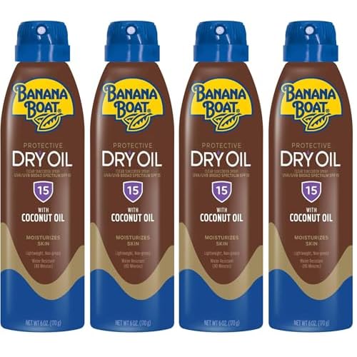 Banana Boat Protective Tanning Dry Oil Clear Spray Sunscreen SPF 15, 6oz | Tanning Sunscreen Spray, Banana Boat Dry Oil SPF 15, SPF Tanning Oil, Dry Tanning Oil Spray, 6oz each Twin Pack (Pack of 2)