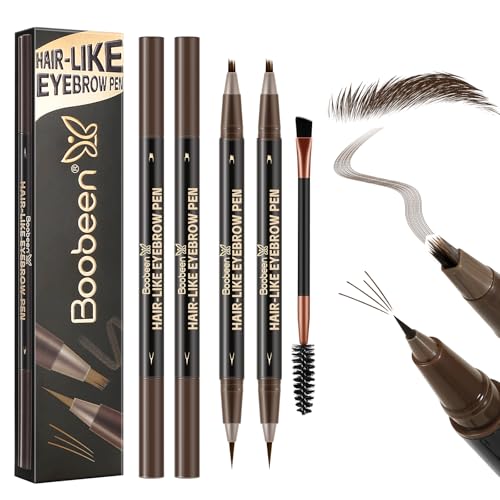 Boobeen 3-Pack Waterproof Eyebrow Pen & Eyeliner Dark Brown