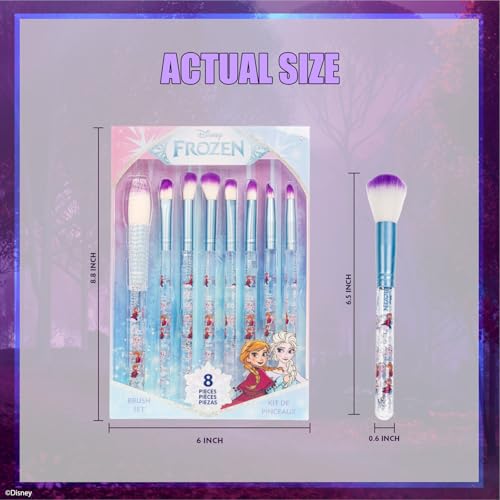 Townley Girl Disney Frozen 8-Piece Kids Makeup Brush Set for Dress-Up Play