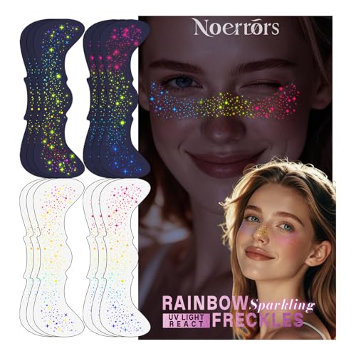 Rainbow Freckles Temporary Tattoo Stickers - UV Glow (12pc)