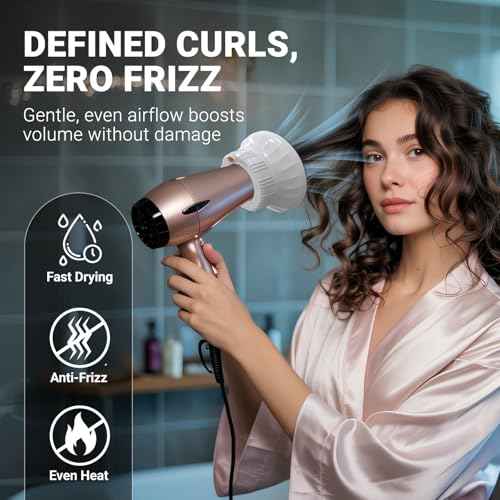 Universal Hair Diffuser: Hair Dryer Diffuser Attachment for Curly & Wavy Hair, Fits 1.4-2.4 Inch Nozzles, Ideal for Long Thick Hair, Hair Styling Tool£¬White
