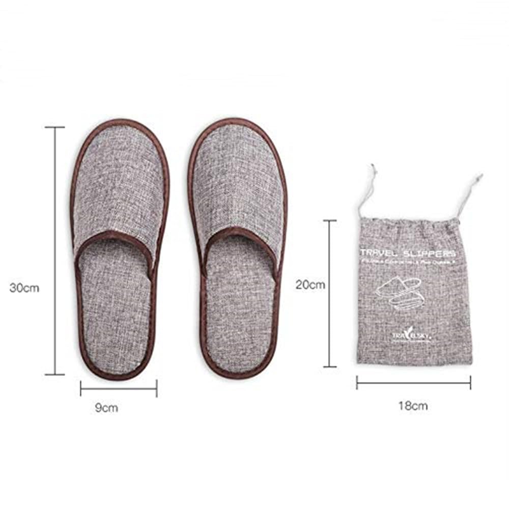 Ibluelover Portable Travel Spa Slippers Foldable Flat Closed Toe Home Shoes with Non-Slip Sole Spa Hotel Slippers Washable Guest Room Cotton Indoor House Shoes Business Trip Flight Footwear