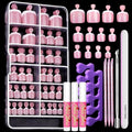 Teenitor Pink French Toe Nails Press On Set with White Borders, 120pcs Short Square Fake Toenails for Women