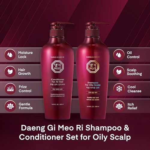 Daeng Gi Meo Ri- Oily Scalp Care Shampoo & Conditioner Set, Refreshing and Strengthening the Oily Scalp, Reducing Dandruff, Nourishing and Promoting Hair Growth,16.9 fl oz (500ml) Each