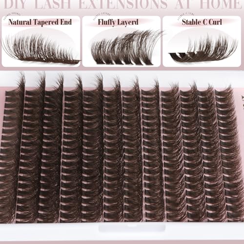 Dark Brown Lash Clusters 80D Fluffy D Curl 10-18mm