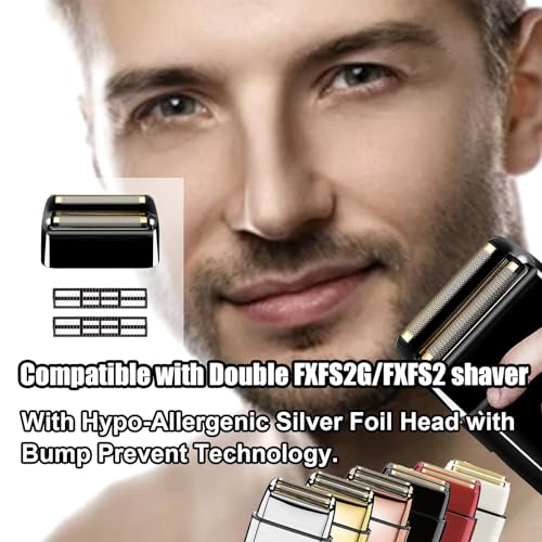 2Pack Shaver Replacement Foil and Cutters compatible with BaBylissPRO Double FXFS2 Metal shaver foil replacement (Black-2PCS)