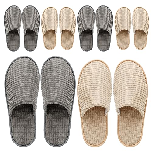 Non-Slip Washable Spa Slippers for Guests - Unisex Indoor Shoes (6-10 Pairs)