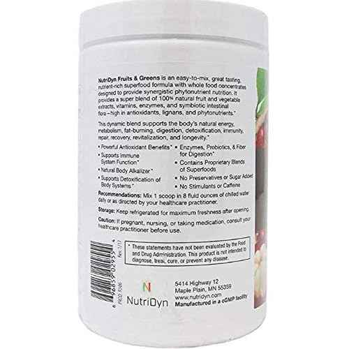 NutriDyn Fruits and Greens Super vegetox Proprietary Blend of Super vegetables, Chlorella, Kelp, Turmeric & Kale, Certified Organic 306.4 Grams