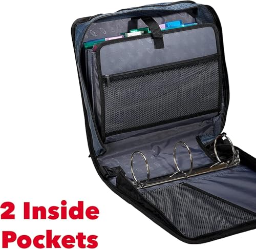 Case-it The Mighty Zip Tab Zipper Binder - 3 Inch O-Rings - 5 Color Tab Expanding File Folder - Multiple Pockets - 600 Page Capacity - Includes Shoulder Strap - D-146-SMT