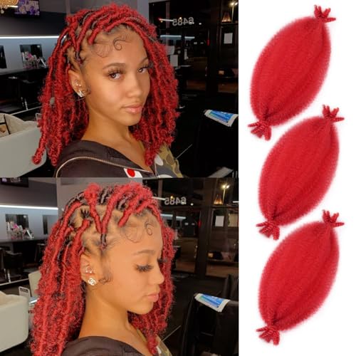 FEILIMEI Marley Twist Braiding Hair Pre-Stretched Red 12 Inch Pack of 3