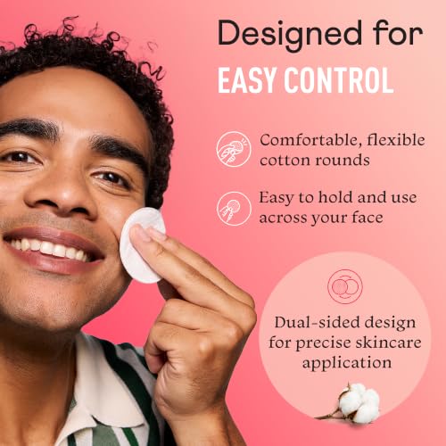 Swisspers Premium Exfoliating Cotton Rounds, Dual-Sided, White 80 Count