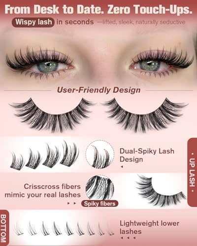 Focipeysa Wispy Lash Clusters - Natural Spiky Individual Lashes 10-16mm