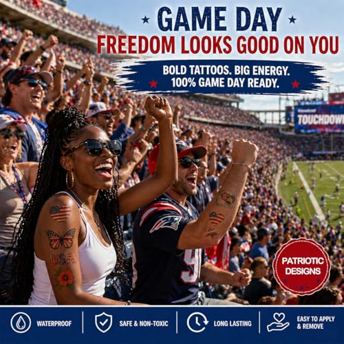 Patriotic Temporary Tattoos - 100+ Designs, 10 Sheets