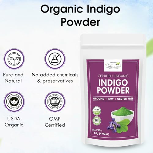 Organic Indigo Hair Dye Powder - Natural Color 4oz