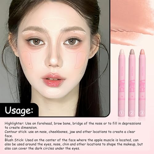VEECCI Blush Stick with Built-in Brush – Moisturizing, Long-Lasting