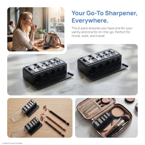 5-Hole Makeup Pencil Sharpener 2-Pack for Eyeliner, Brow & Lip Liners