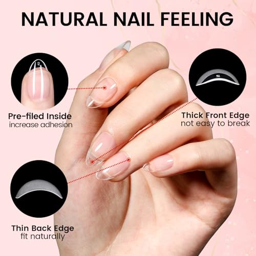 AILLSA Gel Nail Kit with 240 Almond Tips, Glue & Lamp