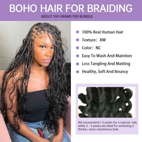 YWIGS Body Wave Human Hair for Boho Braids Unprocessed Human Braiding Hair Bundles 100G Human Boho Hair NC 18inch