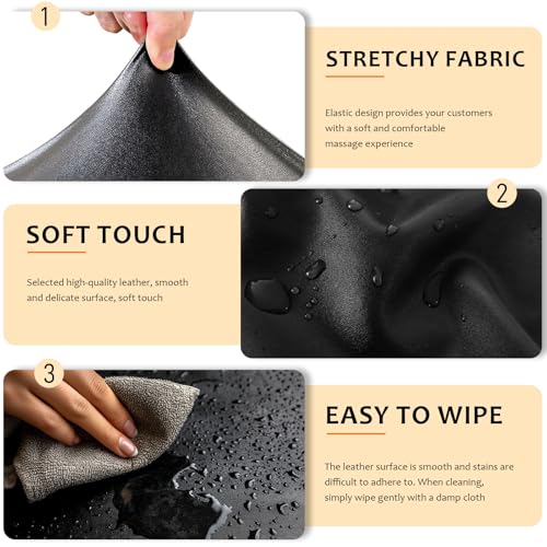 PU Leather Massage Table Cover Waterproof Massage Table Cover Protector Elastic, Odorless & Anti-Wrinkle Wipeable Massage Bed Cover Fitted for 6FT Massage Bed/Spa Bed/Lash Bed (White, 1Pcs)