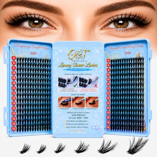 Q&T 600pc Lash Clusters Bundle 8-16mm D Curl Extensions