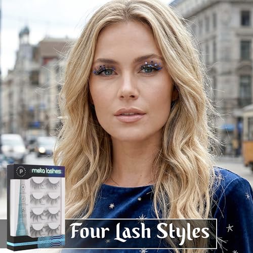Profusion Cosmetics Metachrome 4 Pair Magnetic Eyelashes Set With Quick Dry Chrome Eyeliner, Raise Your Look With These Lightweight and Flexible Beauty Tools, Ultimate Glamour for All Day Wear