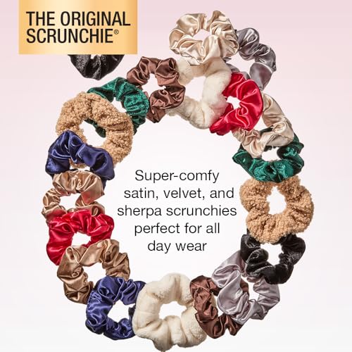Conair Scunci 20-Pack Satin & Velvet Scrunchies Set - Hair Accessories for All Types