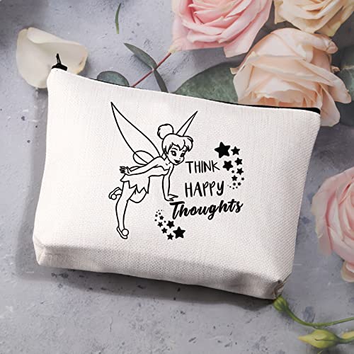 BDPWSS Fairy Tales Makeup Bag For Girls Think Happy Thoughts Cosmetic Makeup Bag For Friend Sister Inspirational Gift (think happy thoughts)
