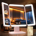 SIMETRA 15.6'' Pink Rechargeable LED Makeup Mirror with Lights & Trifold Design