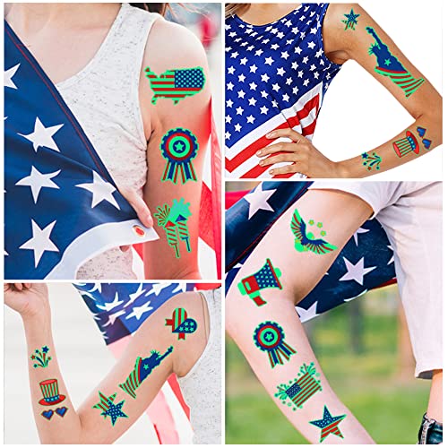 70PCS 4th of July Temporary Tattoos - Patriotic Red White Blue
