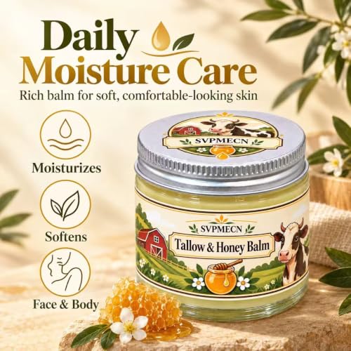 Tallow and Honey Face Moisturizer Balm for Dry Skin - Natural Hydrating Skincare