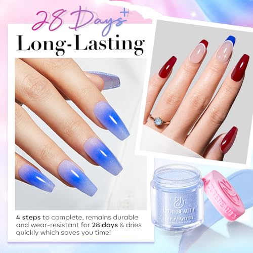 AZUREBEAUTY 4 Colors Dip Powder Nail Kit with Base, Top Coat & Activator