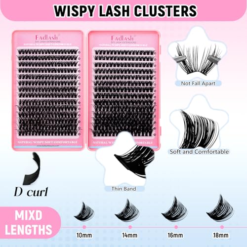 FADLASH Lash Clusters Kit 80D+100D D Curl 10-18mm DIY