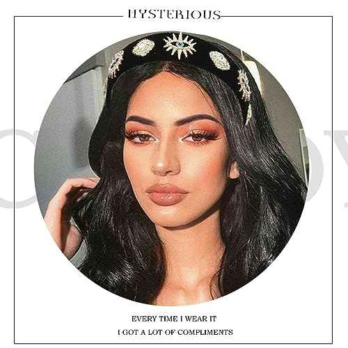 Black Baroque Wide Headbands Rhinestone Evil Eyes Hairbands Vintage Crystal Hair Band Party Prom Headpieces for Women