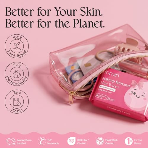 FOMIN Mini Makeup Remover Wipes - Unscented Face Wipes, 64 Count
