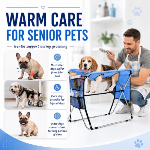 Dog Grooming Hammock with Stand – Foldable Pet Grooming Table Alternative for Small Dogs & Cats