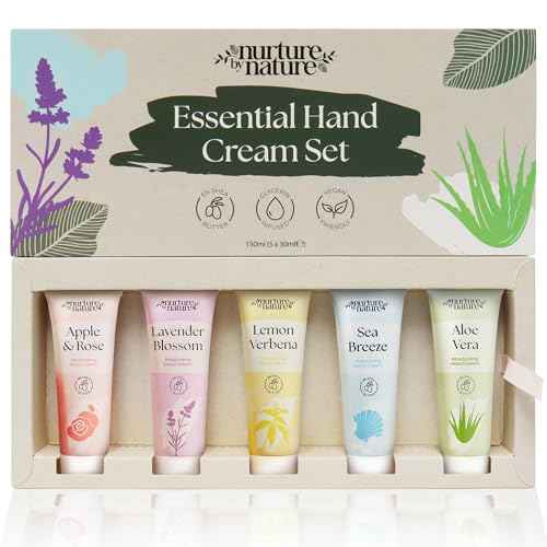 Hand Cream Gift Set from Nurture by Nature, 5pcs, Mothers Day Gifts, Hand Lotion Travel Size, Enriched with 6% Shea Butter & Glycerin, Hand Cream for Women, Dry Skin, Hand Lotion Gift Set for Women