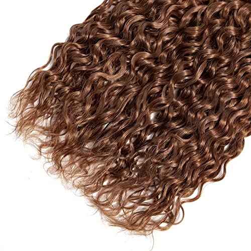 Color 30 Brown Water Wave Bundles Brazilian Hair Weave Bundles 100% Wet and Wavy Virgin Brazilian Human Hair Bundles Extension Color 30 100gram Curly Weave Hair
