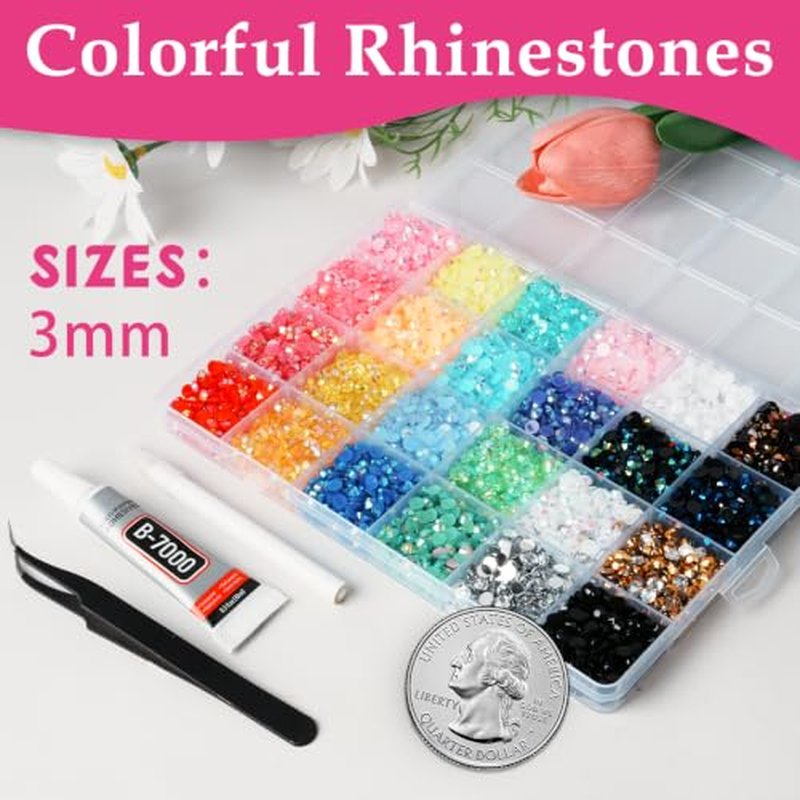144000 Resin Rhinestones 48 Colors 3mm Flatback Gems with B7000 Glue