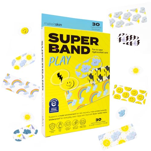 SUPERBAND Hydrocolloid Bandages for Kids, 30ct Assorted Sizes