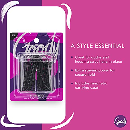 Magnetic Top Bobby Pins Box - 75 Count, Secure Hair Styling Accessories