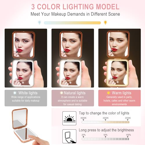 Daughter Gifts from Mom, Rose Gold Daughters Compact Mirror with Light, Birthday Gifts for Daughter from Mother, Graduation Wedding Anniversary Christmas