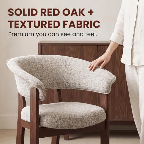 COLAMY Upholstered Dining Chair, Solid Red Oak Wood