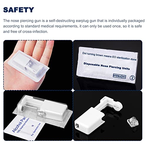 4-Pack Nose Piercing Gun Kit with Medical Grade Studs