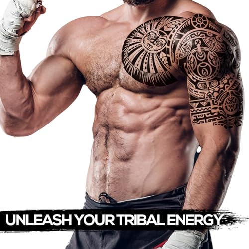 Waterproof Tribal Tattoos - 2 XL Sheets for Chest & Arms