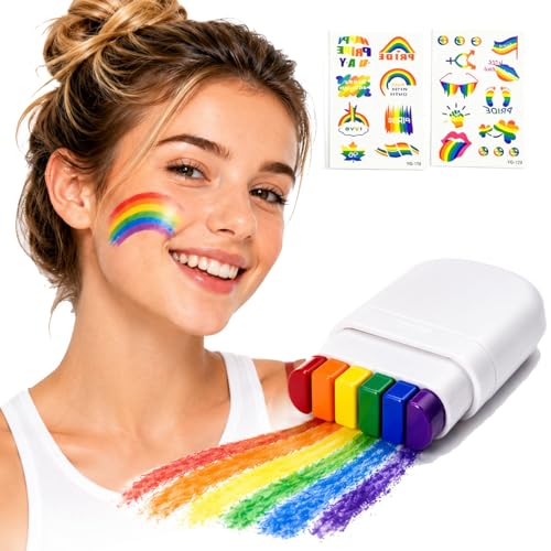 Rainbow Face Paint Sticks & Temporary Tattoo Kit, 2 Pack