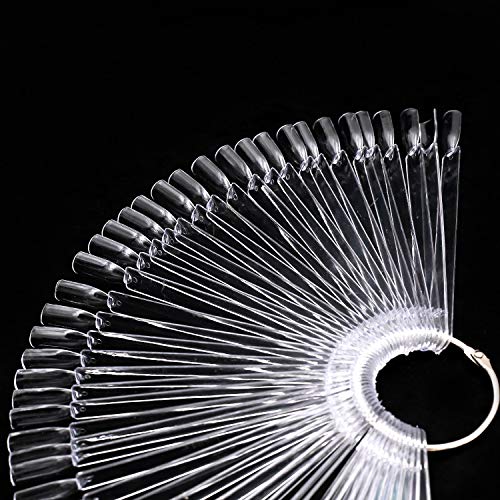 400 Tips Clear Nail Swatches Sticks Nail Art Supplies for Nail Art Polish Display and Home DIY Transparent Nail Practice Tips Sample Sticks Color Display Board Accessories with Ring