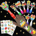 72 PCS Hawaiian Party Favors ? 48 PCS Luminous Tattoos & 24 PCS LED Finger Lights Combo ? Birthday Goodie Bag Fillers, Party Supplies, Gifts Light Up Toys Glow In The Dark for Boys and Girls