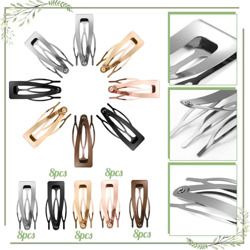 40PCS Metal Snap Hair Clips for Women & Girls - Black & Brown Variations