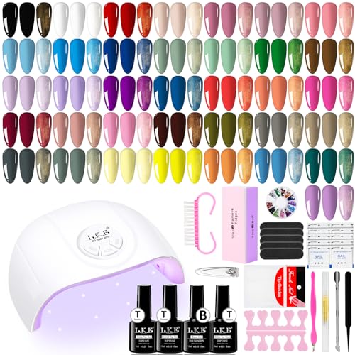 Gel Nail Polish Kit with UV Light, 36 Colors Nail Polish Set with Base and Matte&Glossy Top Coat Soak Off All Season Gel Nail Set Manicure Tools Gift for Women (36 Colors 02)